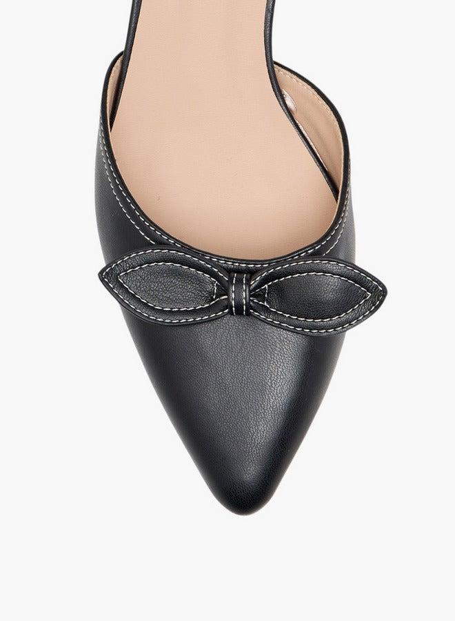 Flora Bella By Shoexpress Bow Accent Slip-On Mules with Flared Heels - Image 4