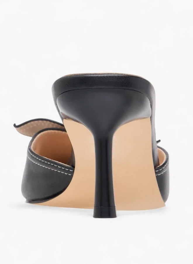 Flora Bella By Shoexpress BLACK Flora Bella Bow Accent Slip-On Mules With Flared Heels for Women | Best Price UAE