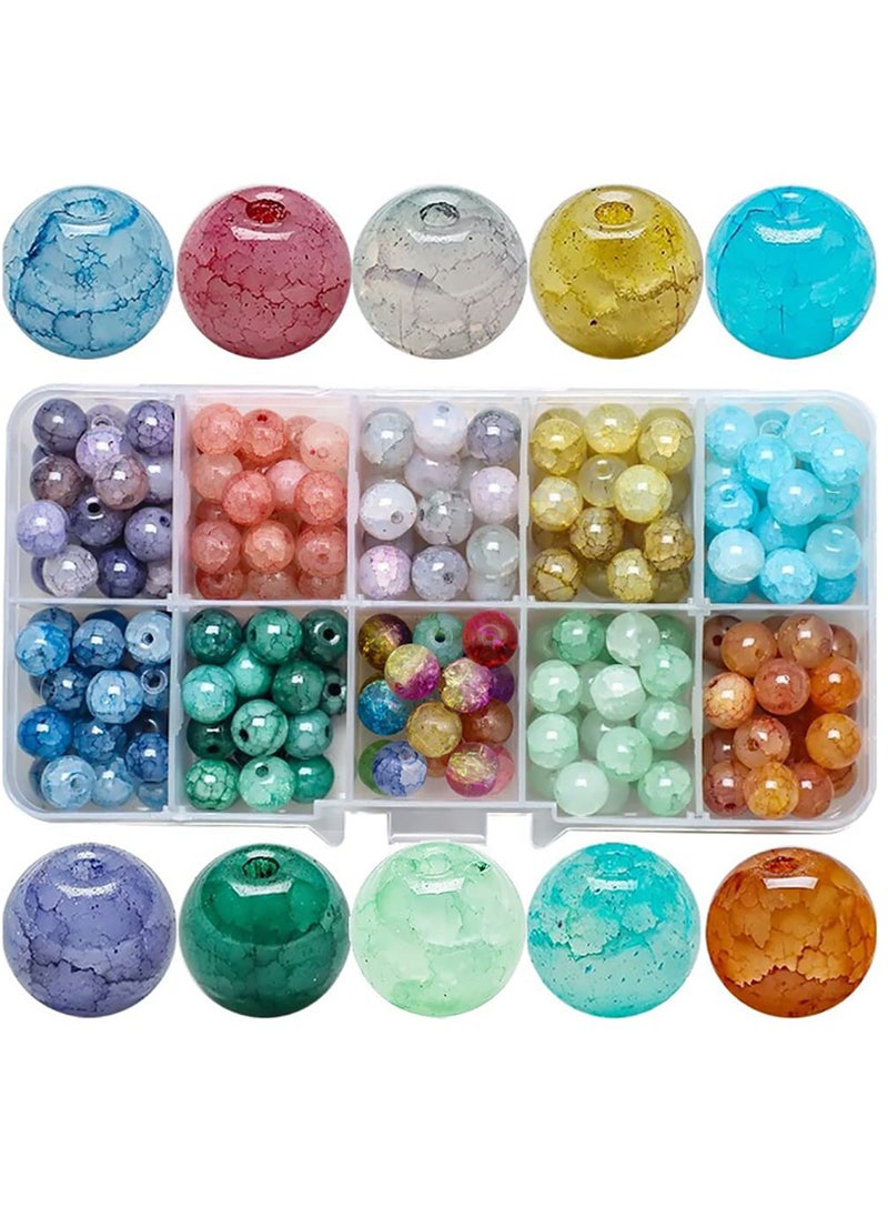 Y&D Colorful Cracked Glass Beads 200PCS Crackle Lampwork Crystal with Hole Sparkling Chakra Loose for Crafts & Jewellery Making Necklace Bracelet Earrings Mobiles Wind Chimes Gifts  - Image 1