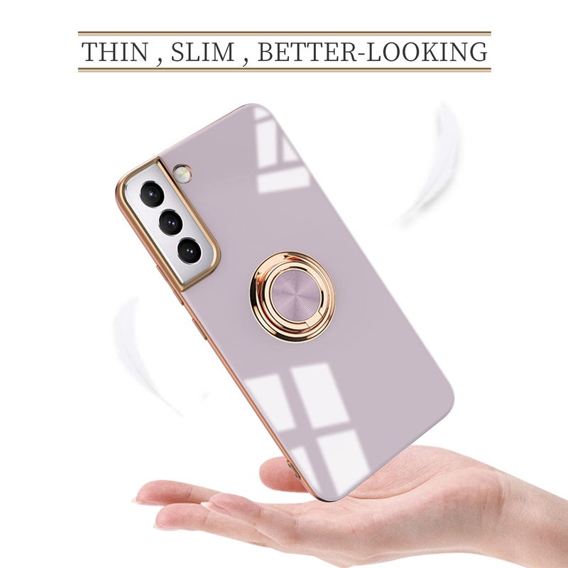 Tnarru Compatible for Samsung Galaxy S22 Plus Case with Ring Holder Kickstand [with Magnetic] Soft TPU Shockproof Electroplated Protective Phone Case for Galaxy S22+ 5G Purple - Image 2