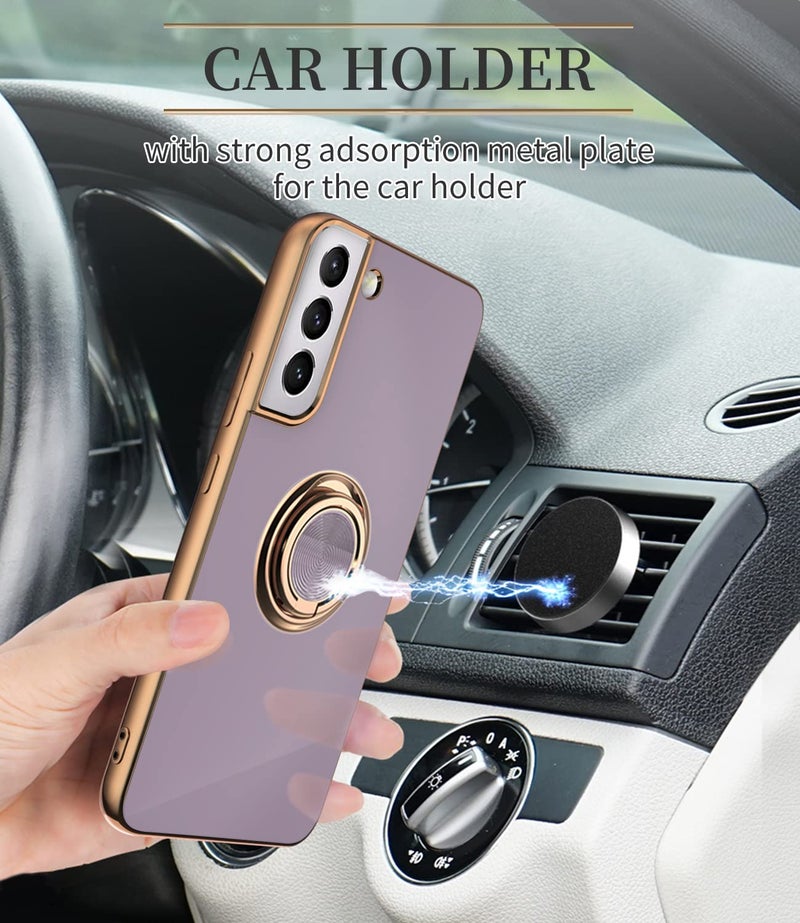 Tnarru Compatible for Samsung Galaxy S22 Plus Case with Ring Holder Kickstand [with Magnetic] Soft TPU Shockproof Electroplated Protective Phone Case for Galaxy S22+ 5G Purple - Image 5