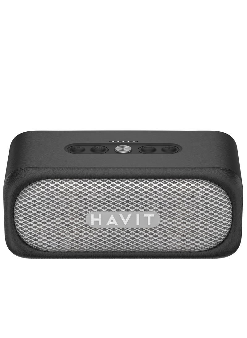 Portable Bluetooth Speaker V5.3 with Retro Design, IPX7 Waterproof Rating, 20W Powerful Sound, AUX & TF Card Ports, TWS for Stereo Pairing, 25-Hour Playtime, Hands-Free Calls, and Voice Assistant Support, Perfect for Outdoor Adventures and Home Use- Black