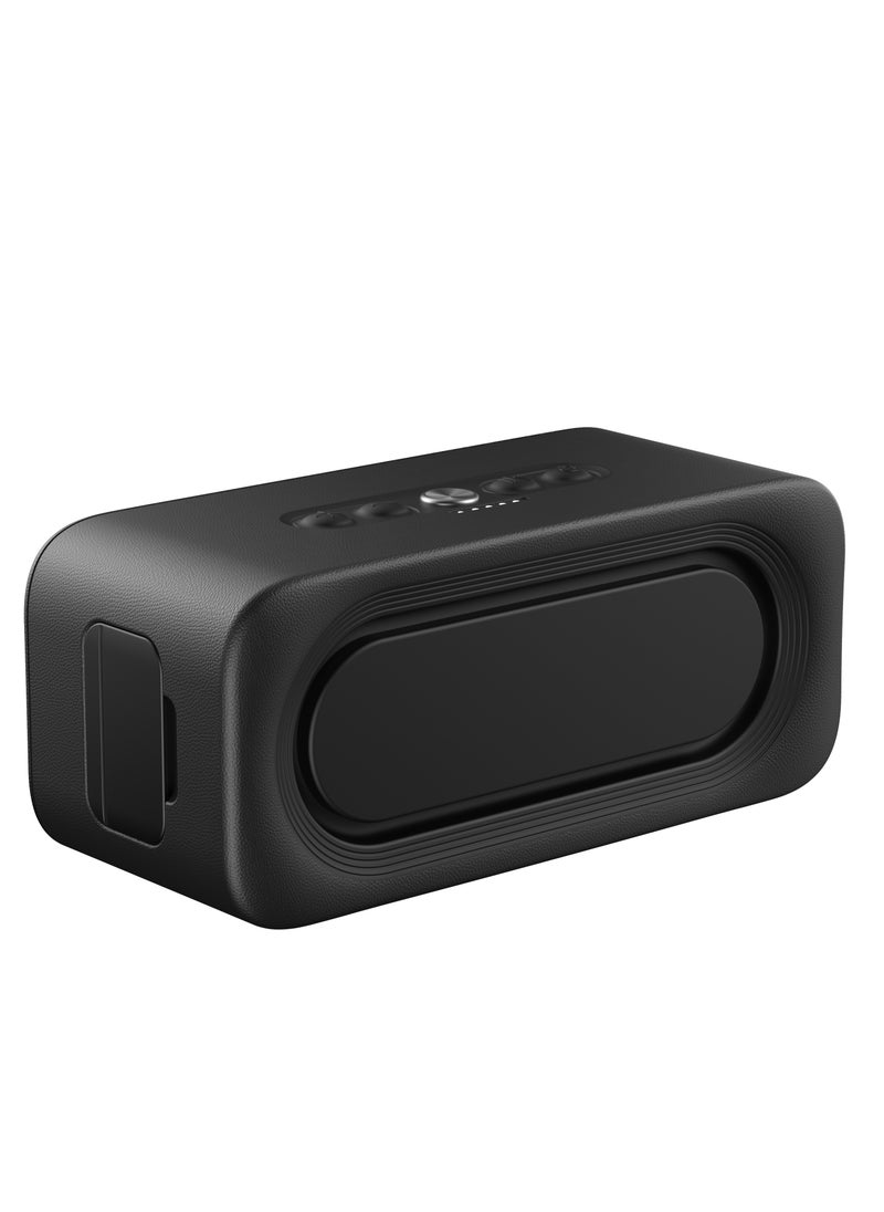 Portable Bluetooth Speaker V5.3 with Retro Design, IPX7 Waterproof Rating, 20W Powerful Sound, AUX & TF Card Ports, TWS for Stereo Pairing, 25-Hour Playtime, Hands-Free Calls, and Voice Assistant Support, Perfect for Outdoor Adventures and Home Use- Black