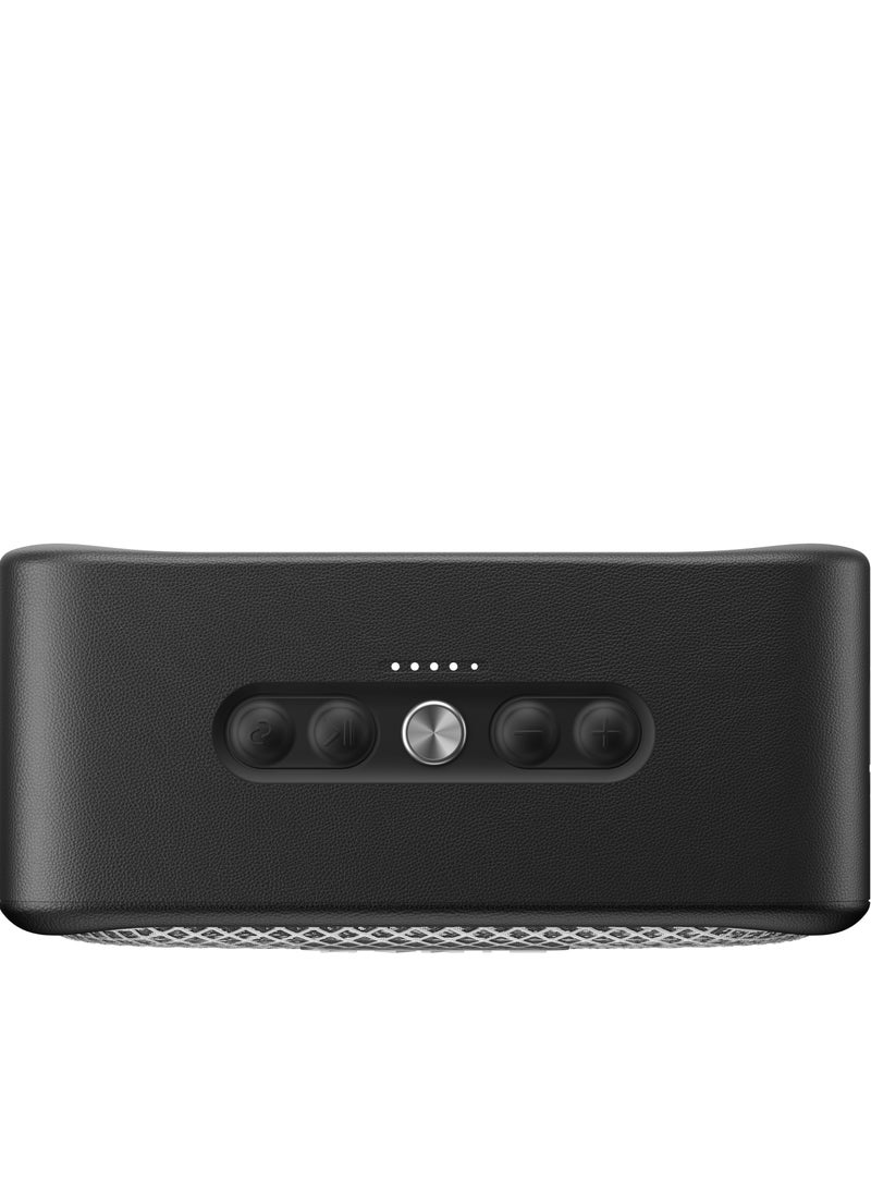 Portable Bluetooth Speaker V5.3 with Retro Design, IPX7 Waterproof Rating, 20W Powerful Sound, AUX & TF Card Ports, TWS for Stereo Pairing, 25-Hour Playtime, Hands-Free Calls, and Voice Assistant Support, Perfect for Outdoor Adventures and Home Use- Black