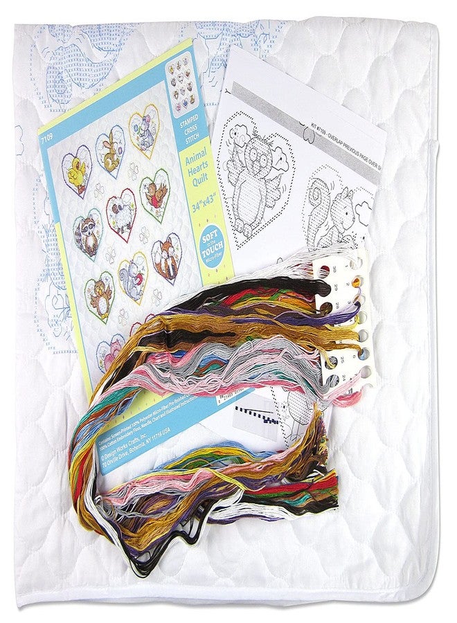 DesignWorks Ink Animal Hearts Stamped for Cross Stitch Baby Quilt Kit - Image 3