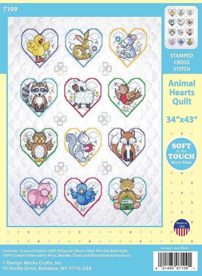 DesignWorks Ink Animal Hearts Stamped for Cross Stitch Baby Quilt Kit - Image 2