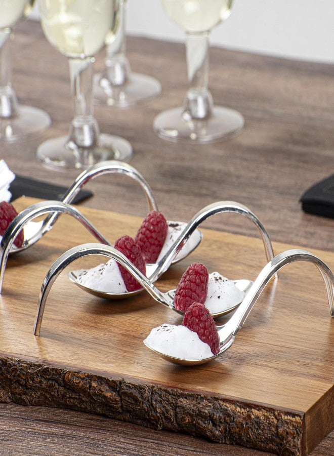 Restaurantware 4 Inch Tasting Spoons 100 Disposable Appetizer Spoons - Curved Handle Pair With Appetizers or Desserts Silver Plastic Sample Spoons For Parties Or Special Occasions - Image 3