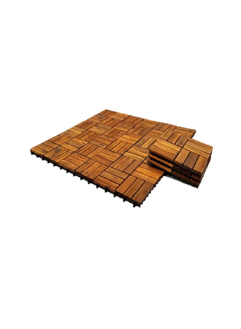 بلاط أرضيات خشبي من 12 قطعة بني فاتح 30 x 30 x 2سم 