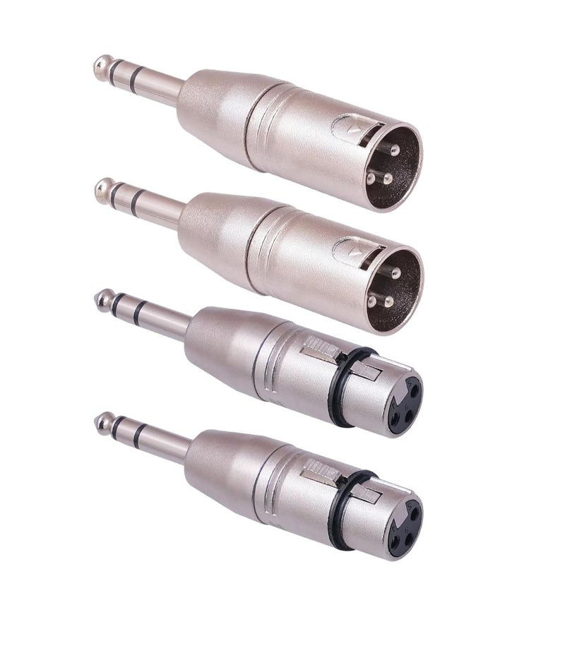 igeekwell 1/4" TRS to XLR Adapter 4 Pack, 2 Pack Male and Female to 6.35mm, Balanced Quarter Inch 6.35mm to XLR Male/Female Adapters for Mixers, Microphones, Amplifiers,4-PACK - Image 1