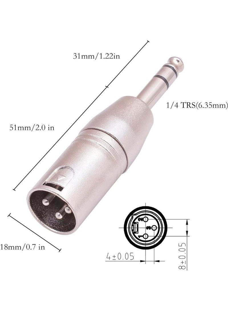 igeekwell 1/4" TRS to XLR Adapter 4 Pack, 2 Pack Male and Female to 6.35mm, Balanced Quarter Inch 6.35mm to XLR Male/Female Adapters for Mixers, Microphones, Amplifiers,4-PACK - Image 5