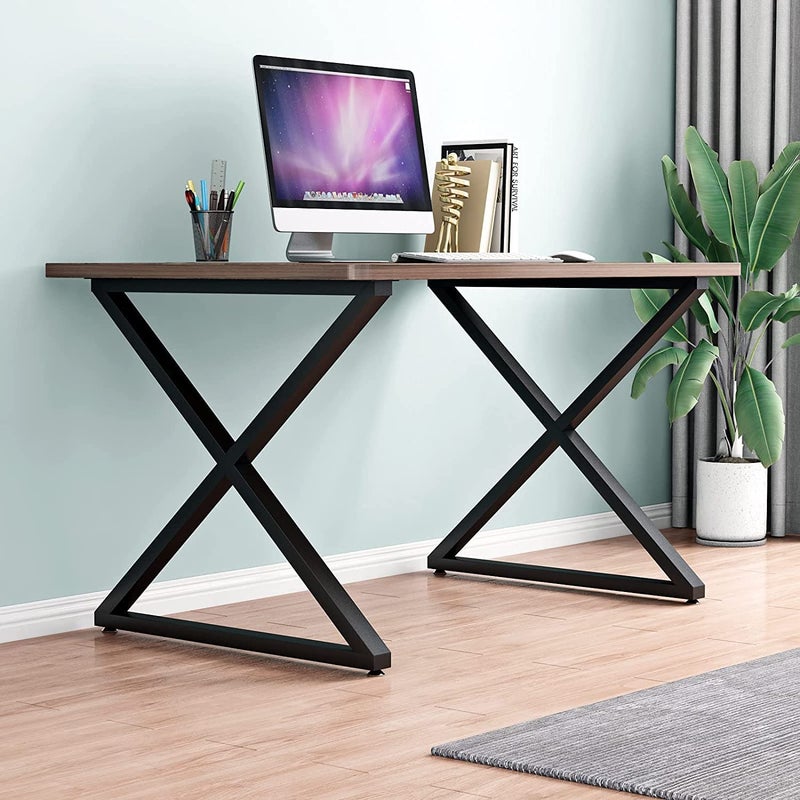EDENSOUL EdenSoul Desk Leg Furniture Legs Bracket Wrought Iron Industrial Dining Table Legs for DIY Coffee Table Adjustable Legs 71x45cm Black X Shape Pack of 2 