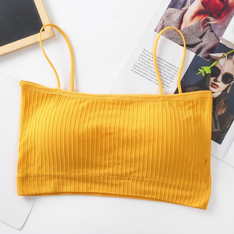 [Direct supply from the manufacturer] Seamless underwear female sexy suspender girl beautiful back wrapped chest sports yoga bra without steel rings（yellow One size fits all） - Image 1