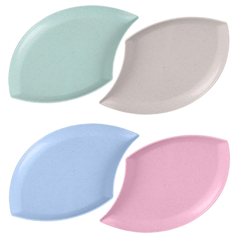 Amillee Wheat Straw Serving Tray for Dessert, Sushi, Veggies, Salad Modern Appetizer Plates, Unbreakable Dessert Plates Children's and Adult Cake Plate, Lightweight Plate (Pack of 4, Random) - Image 1