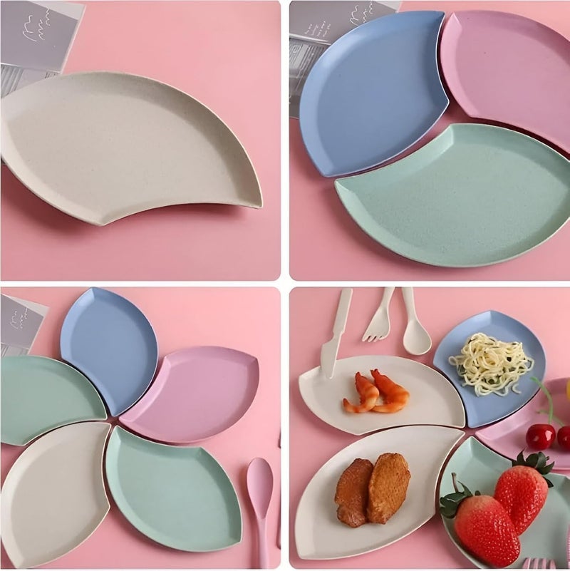 Amillee Wheat Straw Serving Tray for Dessert, Sushi, Veggies, Salad Modern Appetizer Plates, Unbreakable Dessert Plates Children's and Adult Cake Plate, Lightweight Plate (Pack of 4, Random) - Image 4