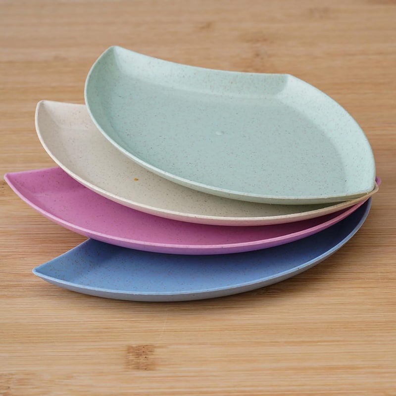 Amillee Wheat Straw Serving Tray for Dessert, Sushi, Veggies, Salad Modern Appetizer Plates, Unbreakable Dessert Plates Children's and Adult Cake Plate, Lightweight Plate (Pack of 4, Random) - Image 3