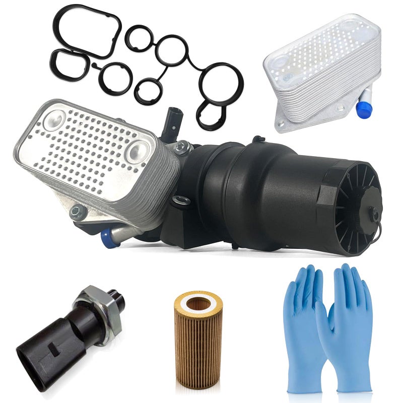 Lqito Engine Oil Filter Housing assembly with oil pressure sensor Compatible with 20122013 Audi TTRS Mk220052014 VW 25L Jetta Golf Rabbit New Beetle Replaces 07K115397B 07K115397D