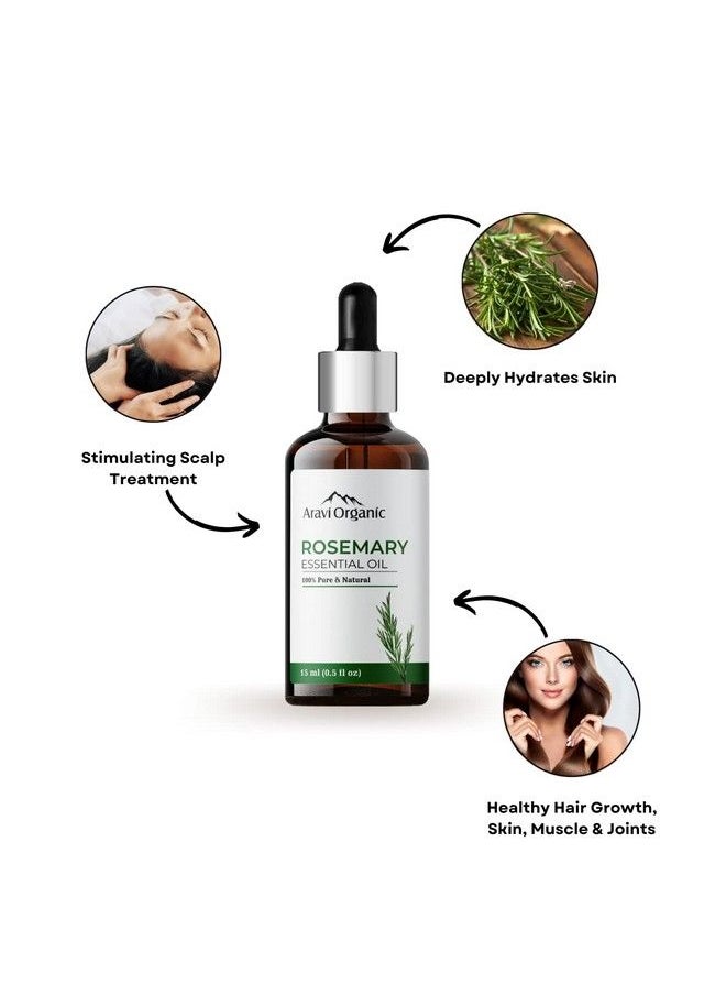 Aravi Organic - Lavender And Rosemary Essential Oil Combo Pack (15 Ml + 15 Ml) 100% Pure Undiluted Natural Aromatherapy Therapeutic Grade For Healthy Skin Face And Hair Care - Image 1