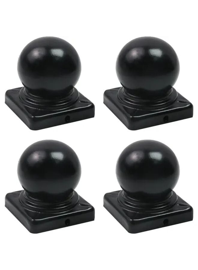 4pcs Black Fence Post Caps With Top Ball Durable Aluminum Construction Easy Installation - Image 1