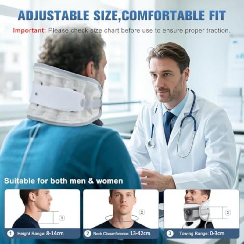 Cervical Neck Traction Device, Neck Revive Stretcher, Removable 20° Curved Support, 3D Dynamic Traction and 8-Airbag Support, Cervical Brace Collar for Spine Alignment and Relaxation - Image 4