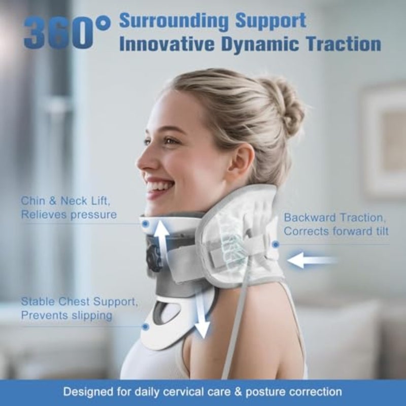 Cervical Neck Traction Device, Neck Revive Stretcher, Removable 20° Curved Support, 3D Dynamic Traction and 8-Airbag Support, Cervical Brace Collar for Spine Alignment and Relaxation - Image 2