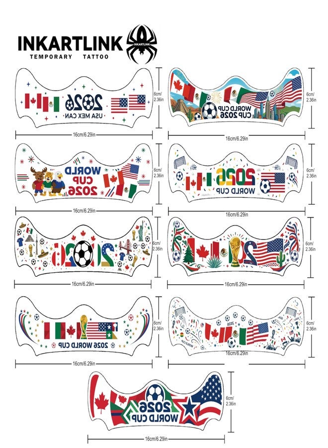 INKARTLINK 2026 World Cup Face Stickers, 9 Sheets Waterproof USA, Mexico & Canada Flag Tattoos for Soccer Fans & Event Decorations (World Cup Face Stickers) - Image 4