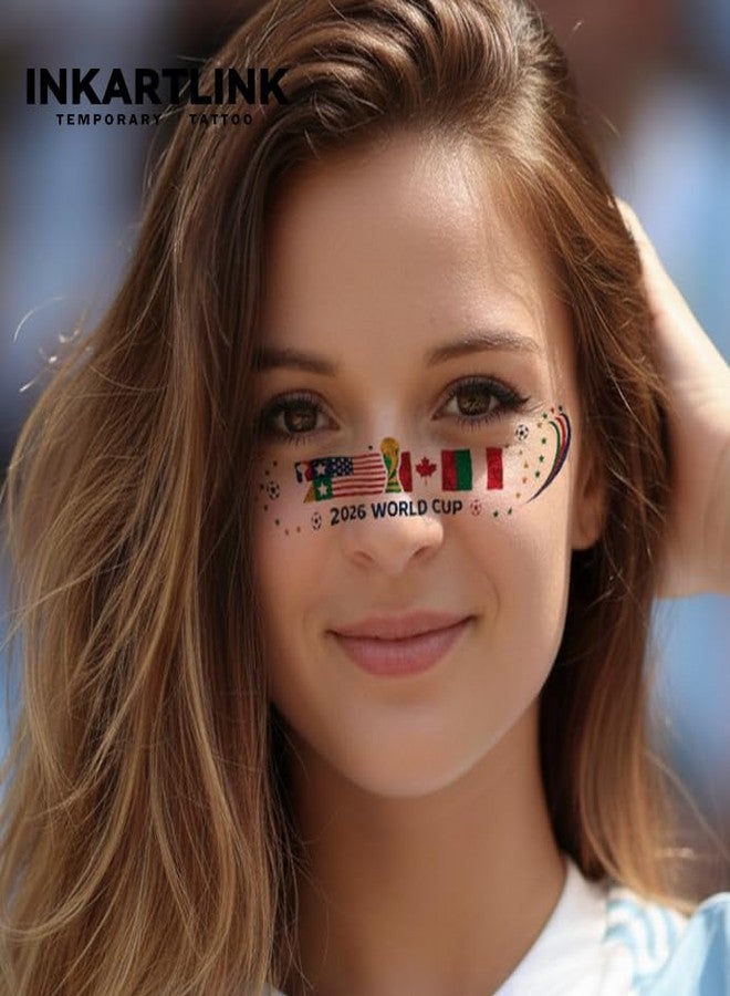 INKARTLINK 2026 World Cup Face Stickers, 9 Sheets Waterproof USA, Mexico & Canada Flag Tattoos for Soccer Fans & Event Decorations (World Cup Face Stickers) - Image 2