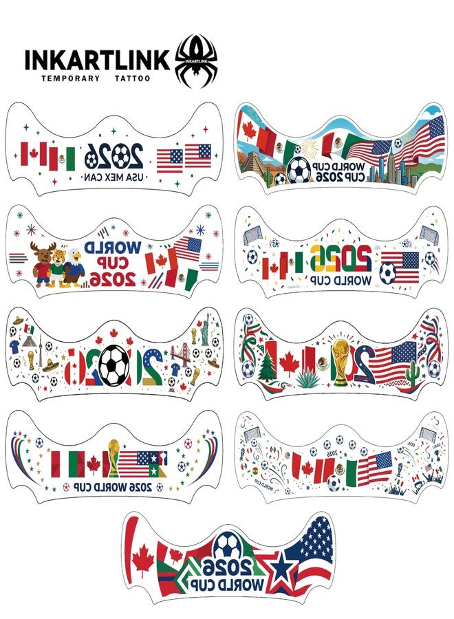 INKARTLINK 2026 World Cup Face Stickers, 9 Sheets Waterproof USA, Mexico & Canada Flag Tattoos for Soccer Fans & Event Decorations (World Cup Face Stickers) - Image 3