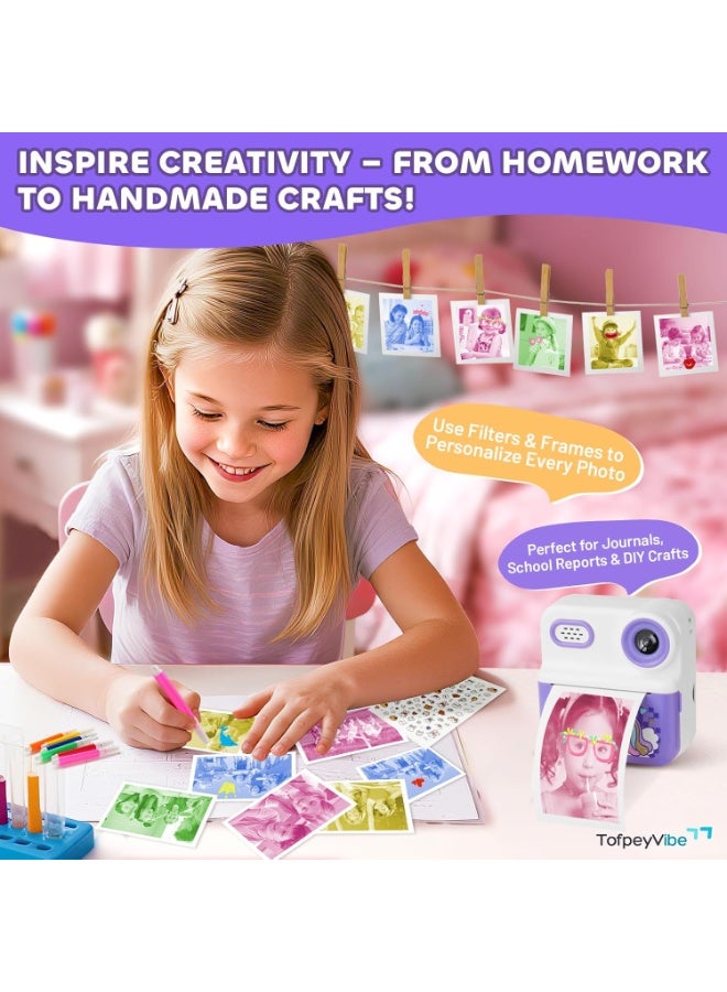 Generic Portable P03 Instant Camera for Kids with Pattern Printing, 2.4 Inch HD Screen, 1080P, Dual Cameras, Gift for boy and girls - purple - Image 4