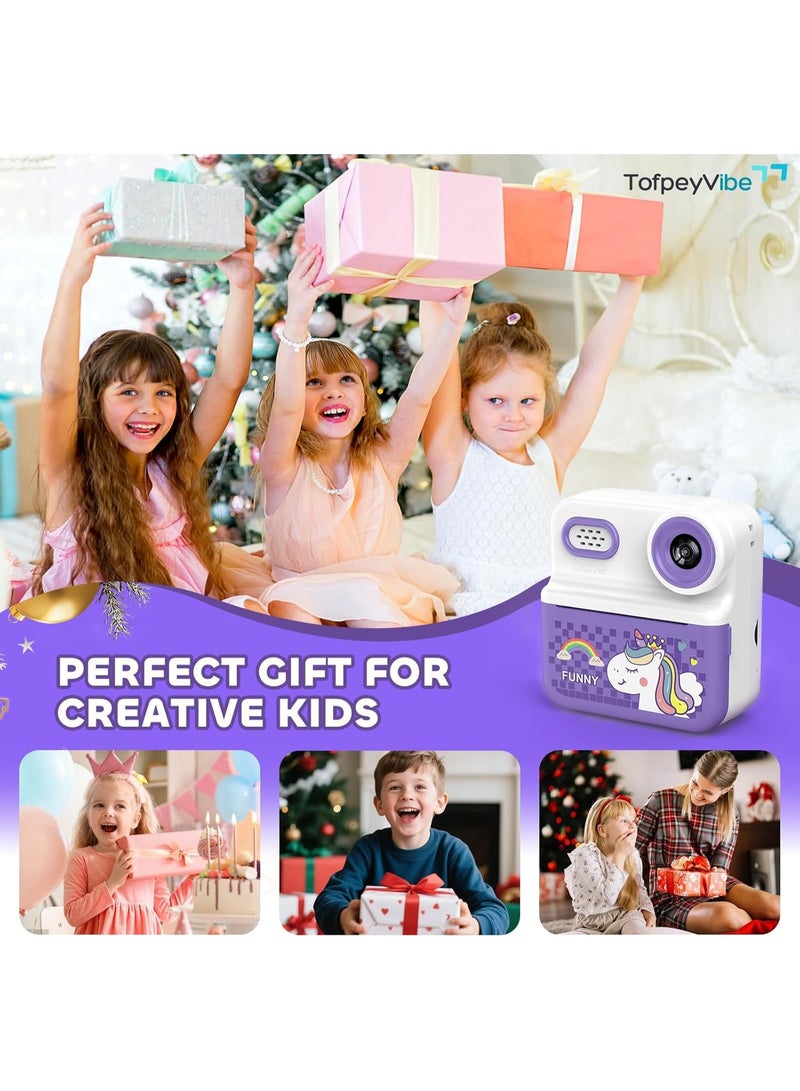 Generic Portable P03 Instant Camera for Kids with Pattern Printing, 2.4 Inch HD Screen, 1080P, Dual Cameras, Gift for boy and girls - purple - Image 3