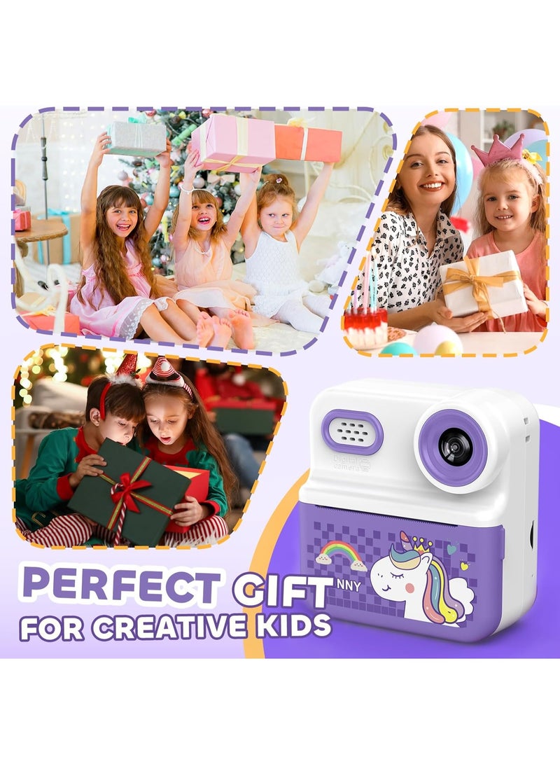 Generic Portable P03 Instant Camera for Kids with Pattern Printing, 2.4 Inch HD Screen, 1080P, Dual Cameras, Gift for boy and girls - purple - Image 2