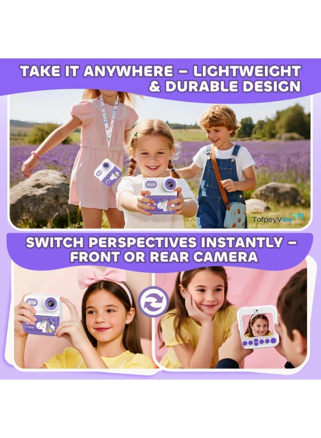 Generic Portable P03 Instant Camera for Kids with Pattern Printing, 2.4 Inch HD Screen, 1080P, Dual Cameras, Gift for boy and girls - purple - Image 5