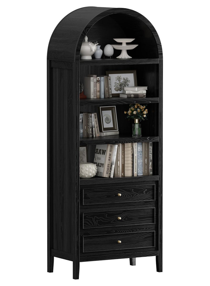 DOOHWAN Modern Farmhouse Arched Cabinet: Pantry with 3 Large Drawers & Adjustable Shelves, Large Storage Cupboard for Kitchen, Dining Room - Image 1