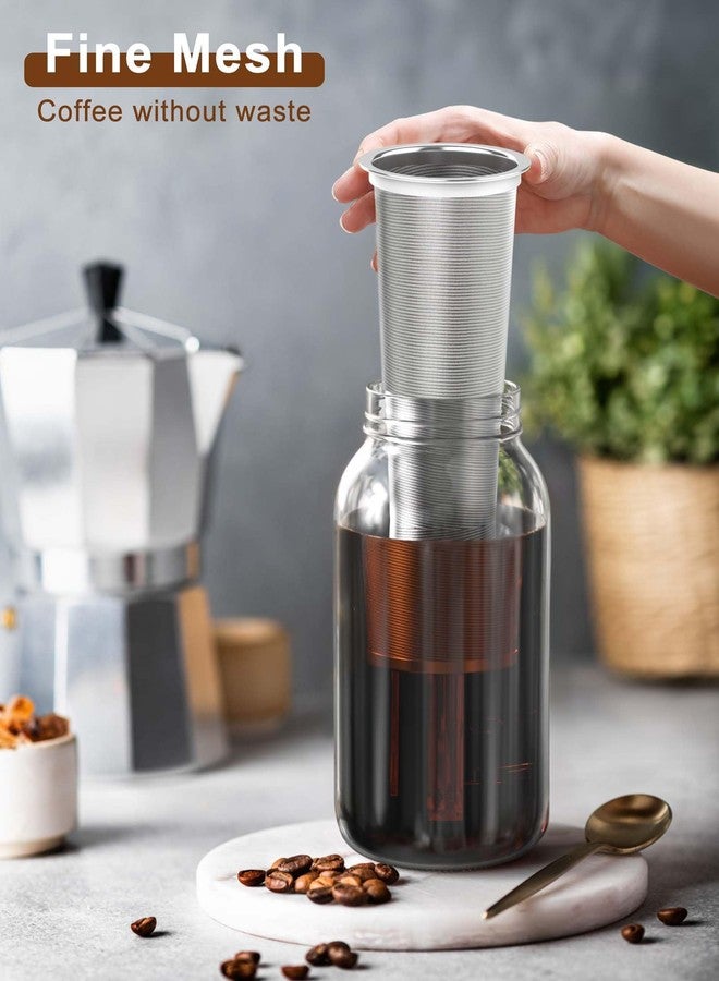 VA1KENE Cold Brew Strainer for 64oz Wide Mouth Mason Jars - 100-Micron Fine Mesh, Reusable 304 Stainless Steel Coffee Cold Brew Filter with Sealing Ring for Cold Brew Coffee Maker, Tea Infuser - Image 3