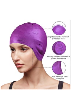 Dolphin Silicone Swim Cap With Ear Protection 3D Waterproof For Adult, Purple  - Image 4