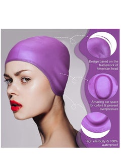 Dolphin Silicone Swim Cap With Ear Protection 3D Waterproof For Adult, Purple  - Image 5