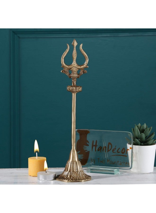 Two Moustaches Brass Shiva's Trishul with Damru Decorative Showpiece Figurine, Brown, 11 Inches, Standard, Pack of 1 - Image 5