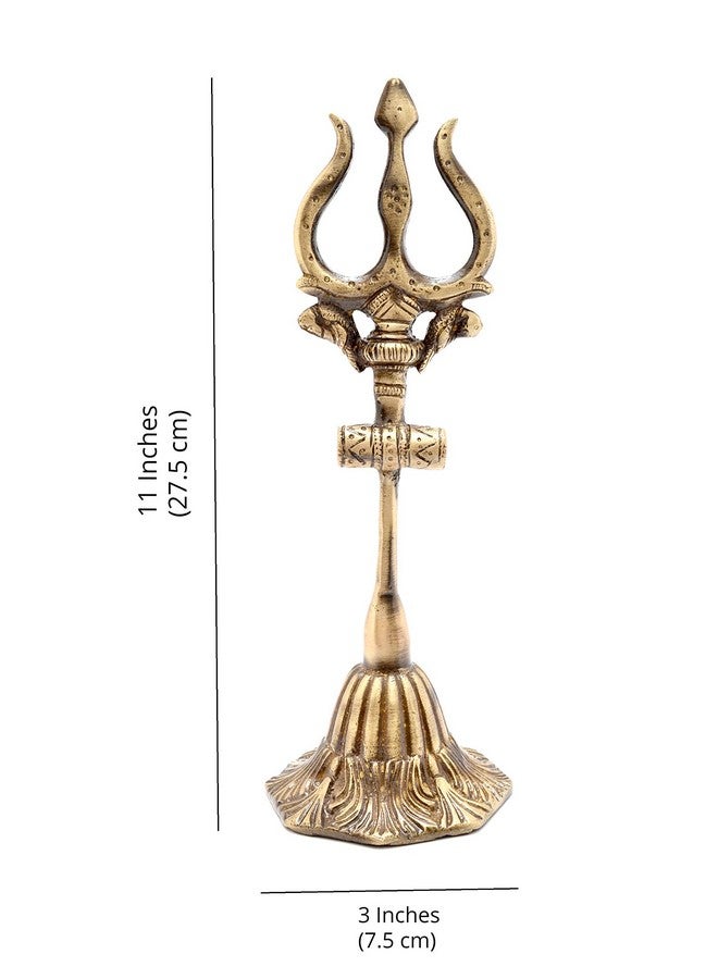 Two Moustaches Brass Shiva's Trishul with Damru Decorative Showpiece Figurine, Brown, 11 Inches, Standard, Pack of 1 - Image 2