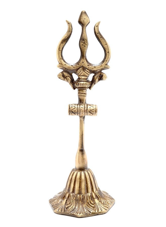 Two Moustaches Brass Shiva's Trishul with Damru Decorative Showpiece Figurine, Brown, 11 Inches, Standard, Pack of 1 - Image 1
