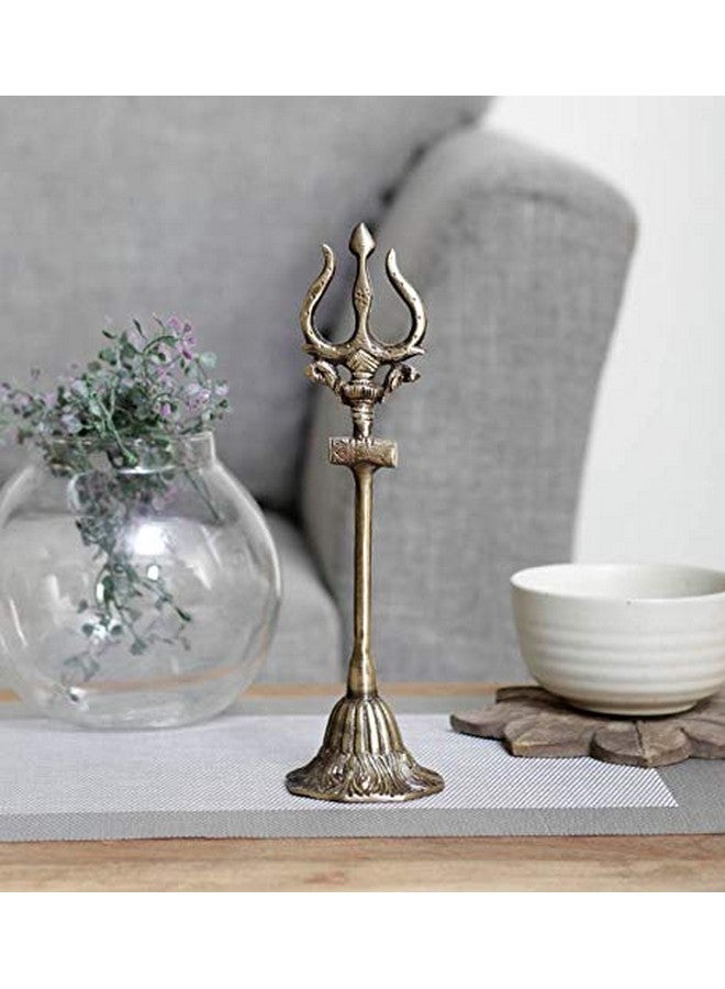 Two Moustaches Brass Shiva's Trishul with Damru Decorative Showpiece Figurine, Brown, 11 Inches, Standard, Pack of 1 - Image 3