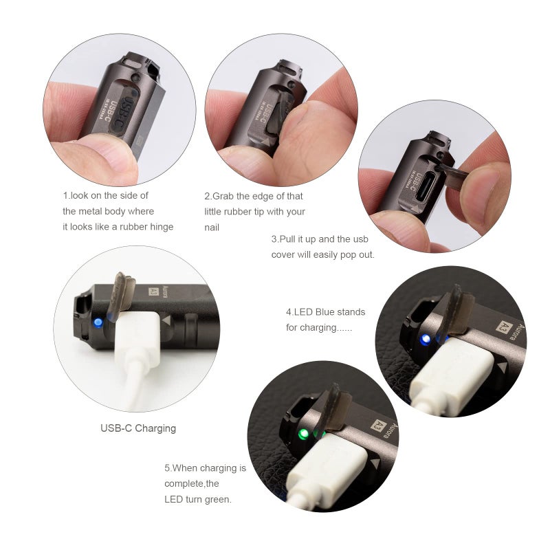RovyVon A3 Gen 4 Keychain Flashlight- Super Bright 650 Lumens, USB C Rechargeable EDC Flashlight Water-Resistant, Lightweight- Ideal for Everyday Carry, Camping, Hiking, Emergency (Gun Grey) - Image 3