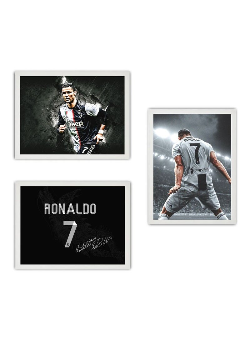 MEC Set Of 3 Crystiano Ronaldo CR7 Design Poster Frame 30x40 Cm - Image 1