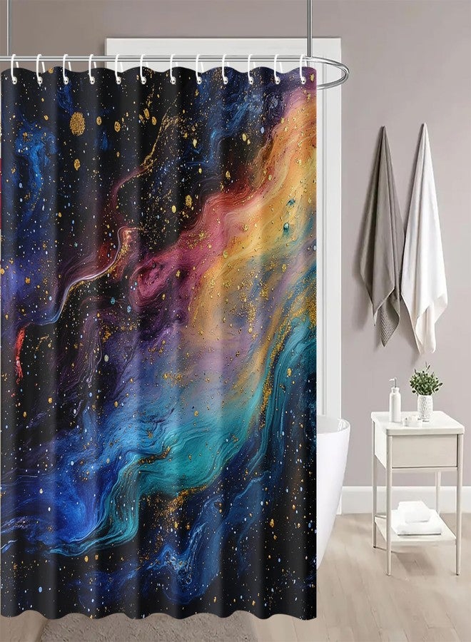 ستارة حمام IOHEFY بتصميم المجرة، مقاس 72 × 72 بوصة، ستارة حمام ملونة بتصميم سديم، مستوحاة من الفضاء الكوني، مناسبة لديكور الحمام العصري وحوض الاستحمام. - Image 2