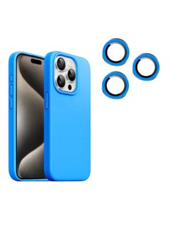 DIGI CORE iPhone 14 Pro Max Silicone Case 6.7 Inch With 3 Pieces iPhone 14 Pro Max Camera Lens Protector For iPhone 14 Pro Max Case Blue 