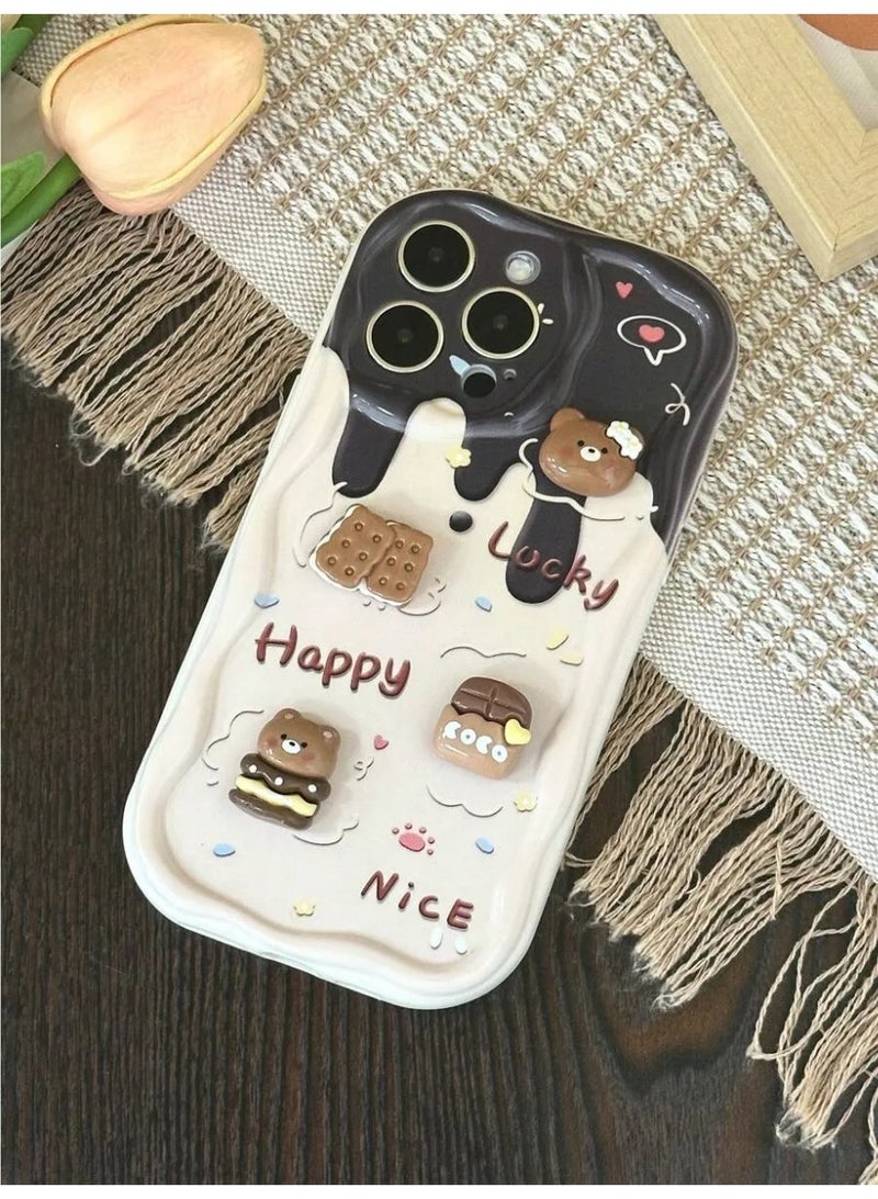 Shein Wave Print Cartoon Margin Anti-fall Protective Phone Case Soft Cover for iPhone 15 Pro Max  - Image 1