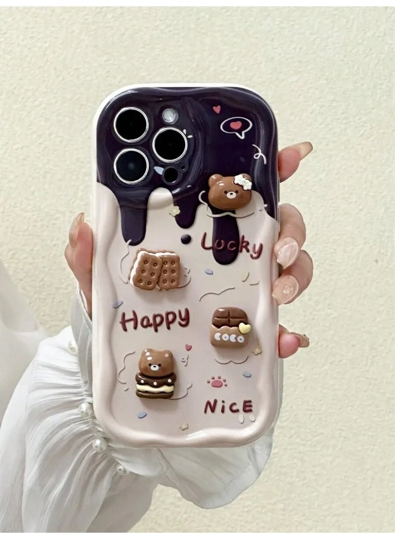 Shein Wave Print Cartoon Margin Anti-fall Protective Phone Case Soft Cover for iPhone 15 Pro Max  - Image 2