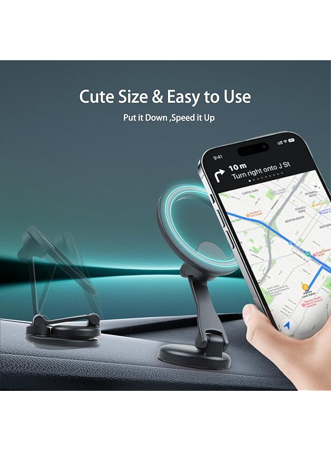 Excefore For Magsafe Car Mount Magnetic Phone Holder For Car Zinc Alloy Foldable Hands-Free Iphone Car Mount Compatible With Iphone 15 14 13 12 Pro Max And All Phone, New Promotions - Image 4