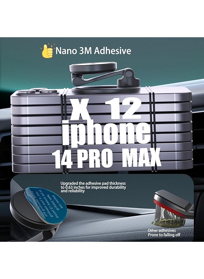 Excefore For Magsafe Car Mount Magnetic Phone Holder For Car Zinc Alloy Foldable Hands-Free Iphone Car Mount Compatible With Iphone 15 14 13 12 Pro Max And All Phone, New Promotions - Image 3