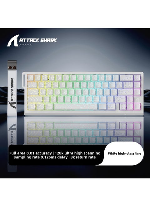 Attack Shark X68HE Magnetic Axis Mechanical Keyboard Contour Side Carved Wired RGB Electric Competition RT Adjustable Key Range Low Delay-Color:Attack Shark X68he Wired Rgb Magnetic Shaft Keyboard White And Other High-line Magnetic Amber Axis