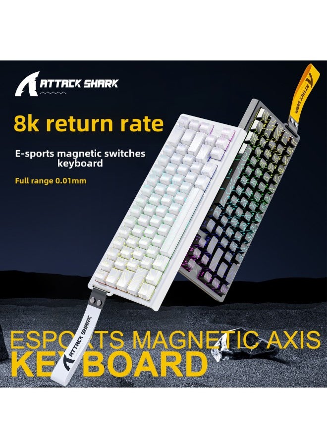 Attack Shark - Attack Shark X68HE Magnetic Axis Mechanical Keyboard Contour Side Carved Wired RGB Electric Competition RT Adjustable Key Range Low Delay-Color:Attack Shark X68he Wired Rgb Magnetic Shaft Keyboard White And Other High-line Magnetic Amber Axis - Image 1