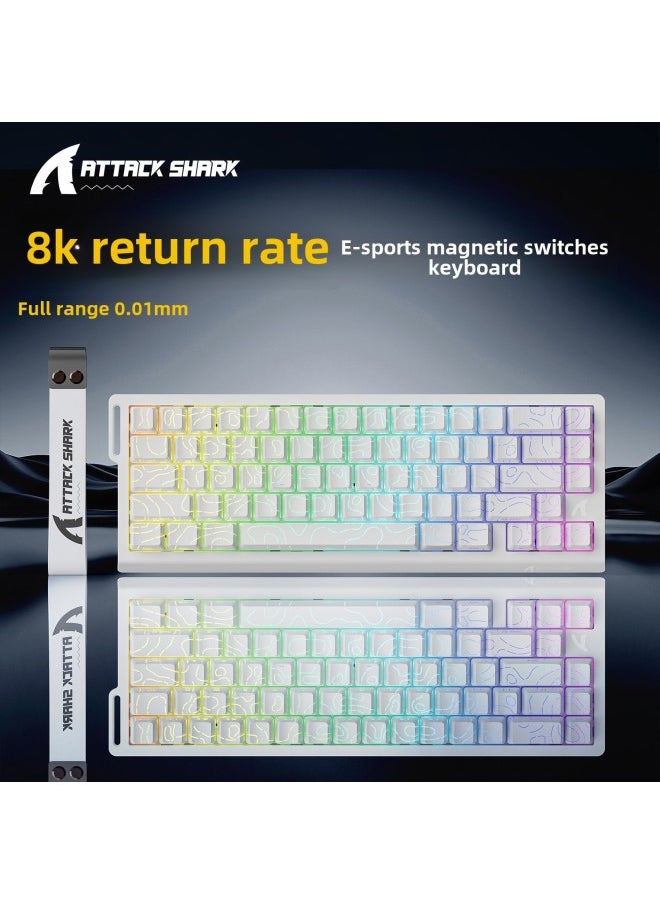 Attack Shark - Attack Shark X68HE Magnetic Axis Mechanical Keyboard Contour Side Carved Wired RGB Electric Competition RT Adjustable Key Range Low Delay-Color:Attack Shark X68he Wired Rgb Magnetic Shaft Keyboard White And Other High-line Magnetic Amber Axis - Image 1